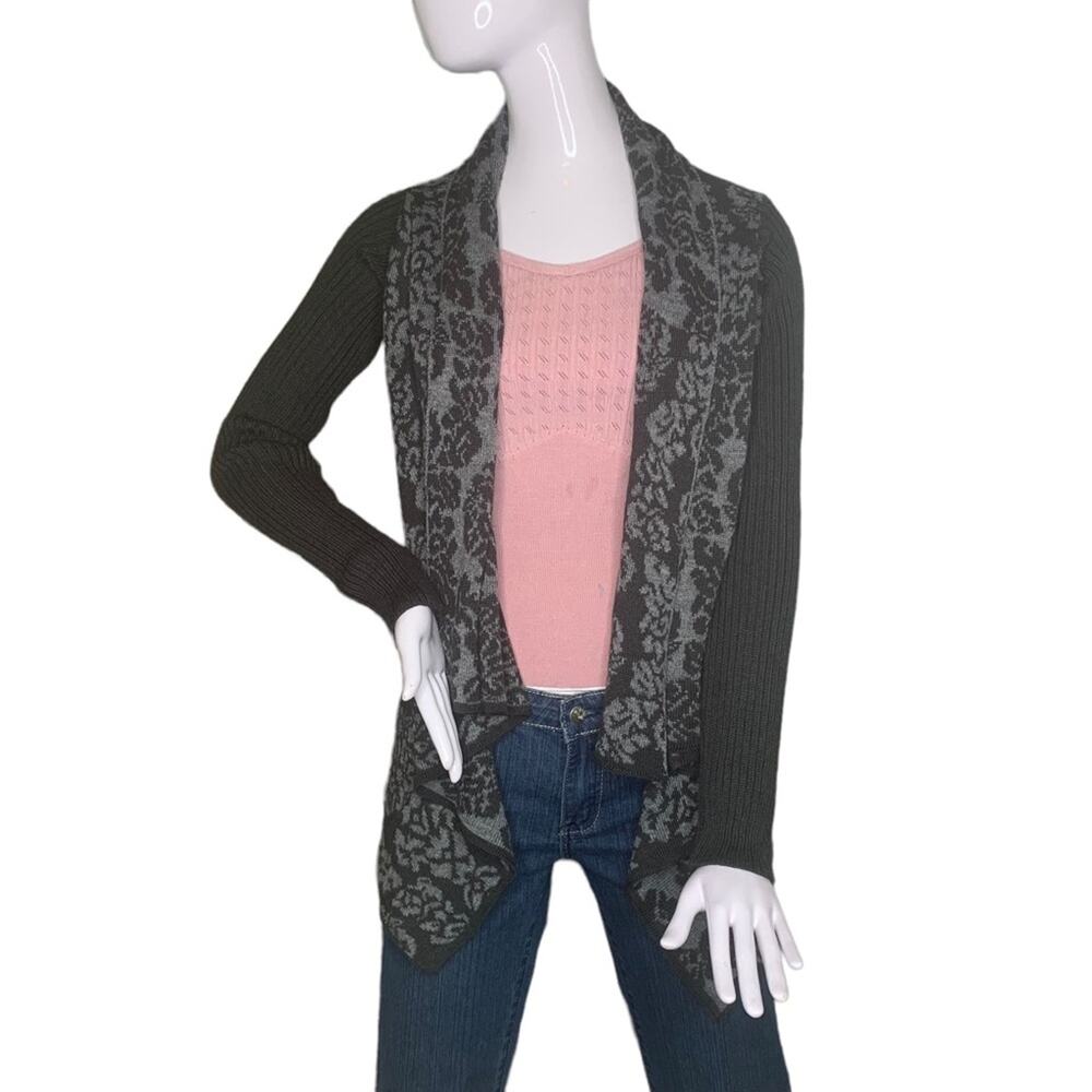 Silvia Novelli Noba Open Cardigan Size Small Fine Knit Floral Merino Woo…